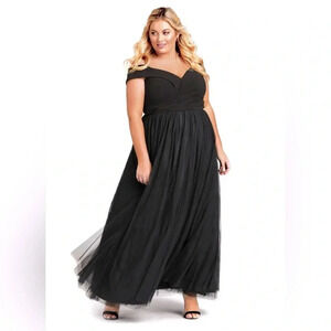 City Chic Rippled Tulle onyx maxi dress size XL/22